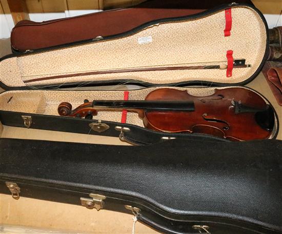 Ruggielli labelled violin and 2 other violins